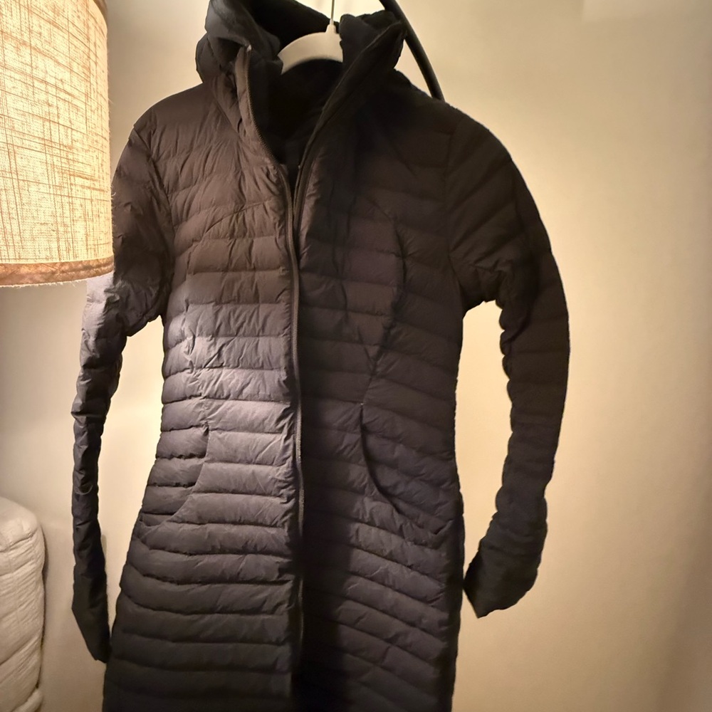 Lululemon Black Quilted Long Coat